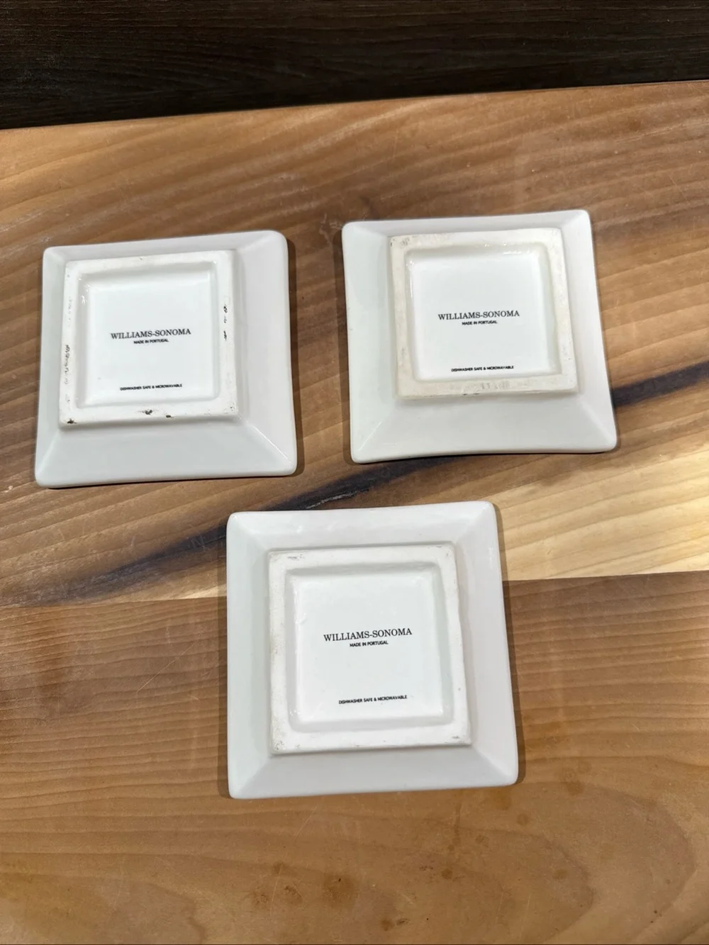 Williams Sonoma White Ceramic Oil Script Dripping dishes/trinket dish